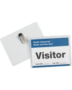 Office Depot Brand Clip-On Badge Holders, 4in x 3in, Clear, Case Of 50