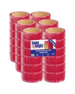 Tape Logic Security Strips, 3in Core, 2in x 5.75in, Red, 330 Strips Per Roll, Case Of 24 Rolls