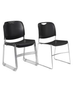 National Public Seating Hi-Tech Plastic Seat, Stacking Chair, 17 1/2in Seat Width, Black Seat/Chrome Frame, Quantity: 4