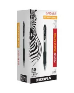 Zebra Sarasa Retractable Gel Pens, Assorted Colors, Pack Of 24 Pens