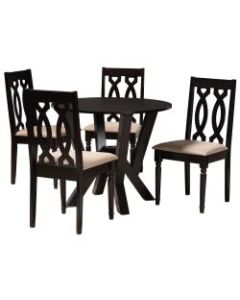 Baxton Studio Anise Dining Set, 29-15/16inH x 35-7/16inW x 35-7/16inD, Sand/Dark Brown