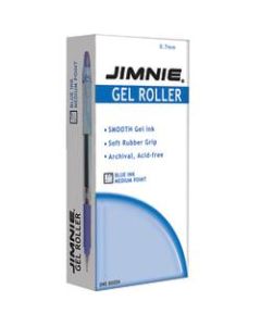 Zebra Jimnie Gel Ink Rollerball Pens, Medium Point, 0.7 mm, Blue Barrel, Blue Ink, Pack Of 12 Pens