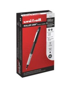 uni-ball Grip Rollerball Pens, Fine Point, 0.7 mm, Black Barrel, Black Ink, Pack Of 12