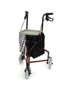 DMI 3-Wheel Aluminum Folding Rollator Walkers, 37inH x 20inW x 16inD, Burgundy, Pack Of 2