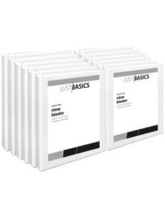 Just Basics View 3-Ring Binder, 1in Round Rings, 41% Recycled, White, Pack Of 12