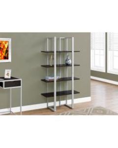 Monarch Specialties 4-Shelf Metal Bookcase, Cappuccino/Silver