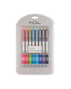 TUL Retractable Gel Pens, Needle Point, 0.5 mm, Silver Barrel, Assorted Bright Inks, Pack Of 8 Pens