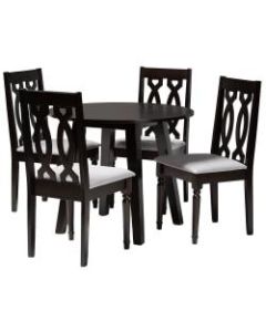 Baxton Studio Imogen Dining Set, 29-15/16inH x 35-7/16inW x 35-7/16inD, Gray/Dark Brown