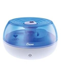 Crane Personal Ultrasonic Cool Mist Humidifier, 0.2 Gallons, 6 3/4in x 6 3/4in x 4 1/8in, Blue/White