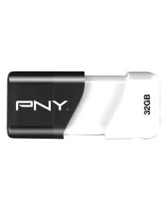 PNY Compact Attache USB Flash Drive, 32GB, Black/White