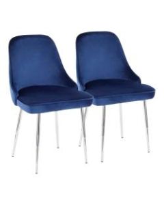 LumiSource Marcel Dining Chairs, Blue/Chrome, Set Of 2 Chairs