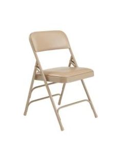 National Public Seating Vinyl Upholstered Triple Brace Folding Chairs, Beige, Pack Of 40