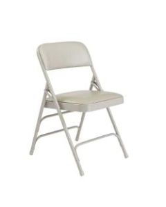 National Public Seating Vinyl Upholstered Triple Brace Folding Chairs, Gray, Pack Of 40