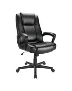 Realspace Hurston Bonded Leather High-Back Executive Chair, Black