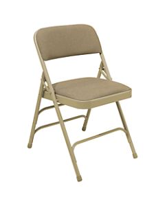 National Public Seating Fabric Upholstered Triple Brace Folding Chairs, 29 3/4inH x 18 3/4inW x 20 3/4inD, Beige, Pack Of 80