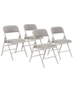 National Public Seating Fabric Upholstered Triple Brace Folding Chairs, Gray, Pack Of 4