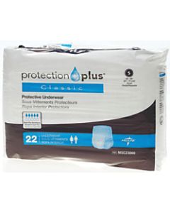 Protection Plus Classic Protective Underwear, Small, 20 - 28in, White, 22 Per Bag, Case Of 4 Bags