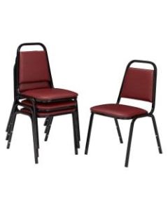 National Public Seating Standard Vinyl Padded Banquet Stack Chair, Burgundy/ Black, Pack Of 4