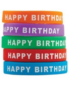 Teacher Created Resources Wristbands, Happy Birthday, 7 1/4in, Assorted Colors, Pre-K - Grade 12, Pack Of 10