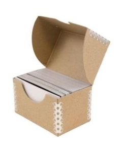JAM Paper Business Card Box, 2 1/2inH x 4inW x 3/4inD, Natural Brown