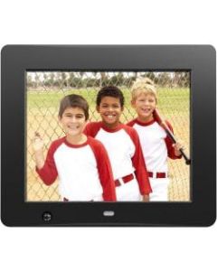 Aluratek 8 inch Digital Photo Frame with Motion Sensor and 4GB Built-in Memory - 8in LCD Digital Frame - Black - 800 x 600 - Cable - 4:3 - Autostart Slideshow, Slideshow, Background Music, Clock, Calendar, Auto On/Off Timer, Motion Detection