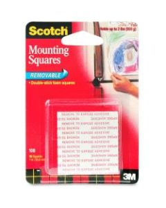Scotch Removable Foam Mounting Squares, 1in x 1in, Pack Of 16