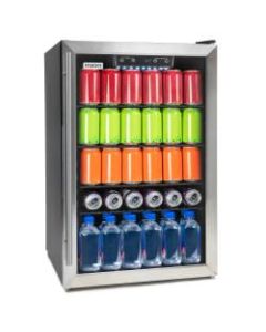 Igloo 4.1 Cu Ft 180-Can LED-Lighted Beverage Center Refrigerator, Stainless Steel