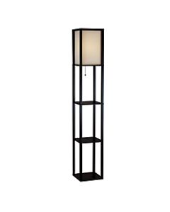 Adesso Wright Shelf Floor Lamp, 63in, Black/Natural