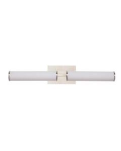 Southern Enterprises Truman Indoor LED 2-Light Wall Sconce, 4-3/4inW, White Shades/Brushed Nickel Base