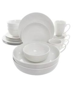 Elama Owen 18-Piece Porcelain Dinnerware Set, White