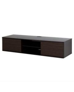 South Shore Agora 56in Wide Wall Mounted Media Console, Chocolate/Zebrano