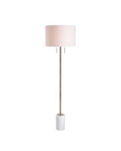 Kenroy Home Polar Floor Lamp, 62inH, Cream Shade/White And Antique Brass Base