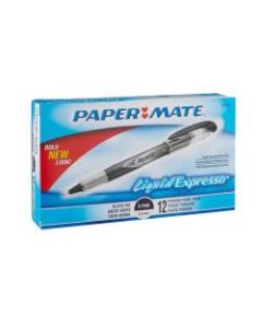 Paper Mate Liquid Expresso Porous Point Pens, Fine Point, 0.8 mm, Clear Barrel, Black Ink, Pack Of 12