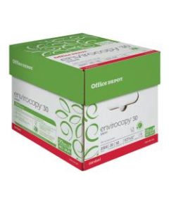Office Depot Brand EnviroCopy Paper, Letter Size (8 1/2in x 11in), 20 Lb, 30% Recycled, FSC Certified, Ream Of 500 Sheets, Case Of 5 Reams