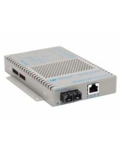 OmniConverter 10/100/1000 PoE Gigabit Ethernet Fiber Media Converter Switch RJ45 SC Multimode 550m - 1 x 10/100/1000BASE-T; 1 x 1000BASE-SX; Univ. AC Powered; Lifetime Warranty