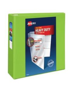 Avery Heavy-Duty View 3-Ring Binder With Locking One-Touch EZD Rings, 4in D-Rings, 43% Recycled, Chartreuse