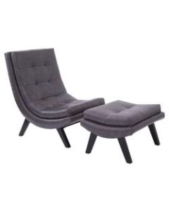 Office Star Avenue Six Tustin Lounge Chair And Ottoman Set, Pewter/Black
