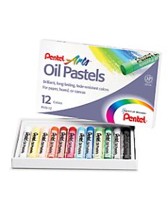 Pentel Arts Oil Pastels, Assorted Colors, Pack Of 12