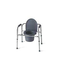 Medline EZ-Care 3-In-1 Steel Commodes, Chrome/Gray, Case Of 4