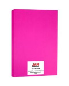 JAM Paper Cover Card Stock, 11in x 17in, 65 Lb, 30% Recycled, Fuchsia, Pack Of 50 Sheets
