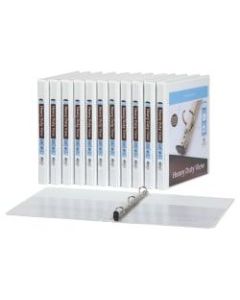 Office Depot Brand Heavy-Duty Easy-Open View Binders, 1/2in Round Rings, White, Set Of 12 Binders