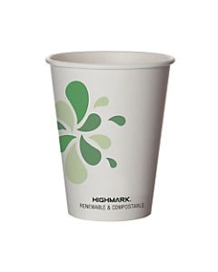 Highmark Compostable Hot Coffee Cups, 12 Oz, White, Pack Of 50