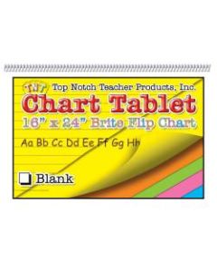 Top Notch Brite Chart Tablets, 16in x 24in, 1 1/2in Unruled, Assorted Colors, Pack Of 3