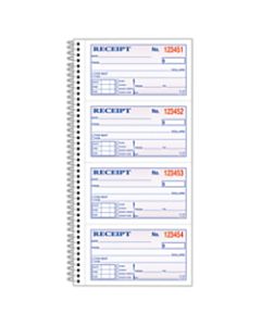 Adams Carbonless 2-Part Spiral Money/Rent Receipt Book, 11in x 5 1/4in, Book Of 200 Sets