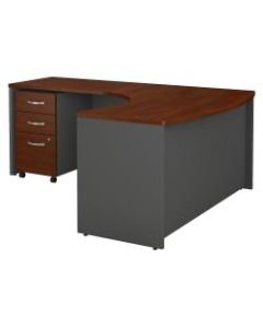 Bush Business Furniture Components 60inW x 43inD Bow Front L Shaped Desk With 36inW Return And 3 Drawer Mobile File Cabinet, Left Handed, Hansen Cherry, Standard Delivery