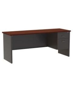 WorkPro Modular 72inW x 24inD Right Pedestal Desk, Charcoal/Mahogany