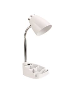 LimeLights Gooseneck Organizer Desk Lamp, Adjustable Height, 17 1/4inH, White Shade/White Base
