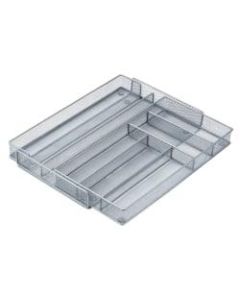 Honey-Can-Do Steel Mesh Expandable Cutlery Tray, 2inH x 20 1/4inW x 16 1/2inD, Gray/Silver