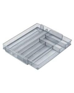 Honey-Can-Do Steel Mesh Expandable Cutlery Tray, 2inH x 20 1/4inW x 16 1/2inD, Gray/Silver