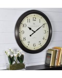FirsTime Avery Round Wall Clock, 20in, Black/Oil-Rubbed Bronze